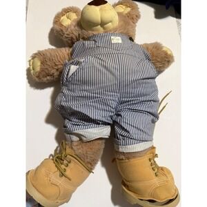 Vintage Furskins Bear Xavier Roberts Blue Stripe Overalls Tan Boots Plush Toy